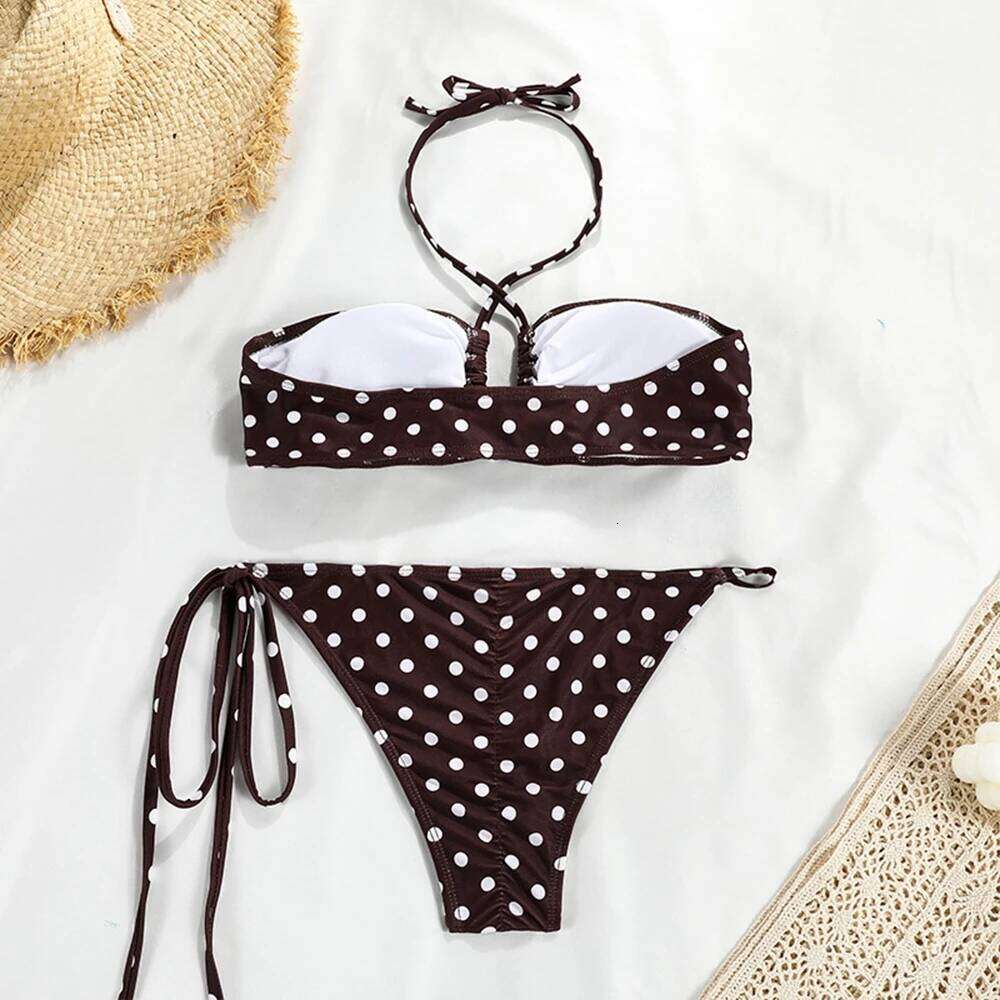 2022 Sexy Bandage Halter Strappy Swimwear Women Swimsuit Female Brazilian Bikini Set Bathers Bathing Suits Beachwear Swim Z260301