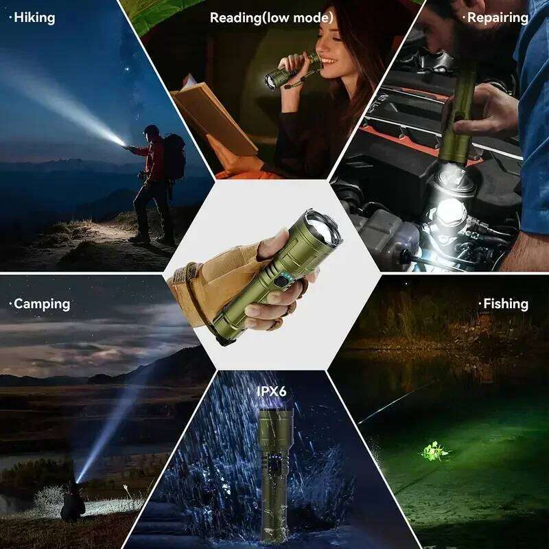 Lighter & Power Bank Combo,Rechargeable,Zoomable Super Bright Beam,5 Modes Flashlight for Outdoor Camping Emergency Z260301