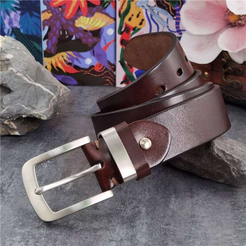 Stainless Steel Buckle Luxury Ceinture Leather Genuine Men's Wide Long Belt For Men SBT0016 S260228