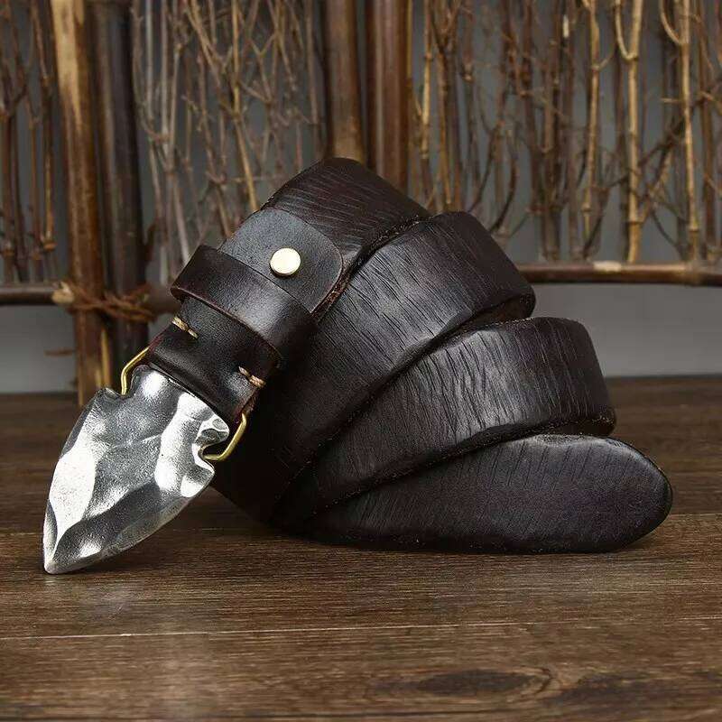 High Quality Thick Retro Cowboy Jeans Genuine Leather Heavy Stainless Steel Buckle For Men Waist Male Belt S260228