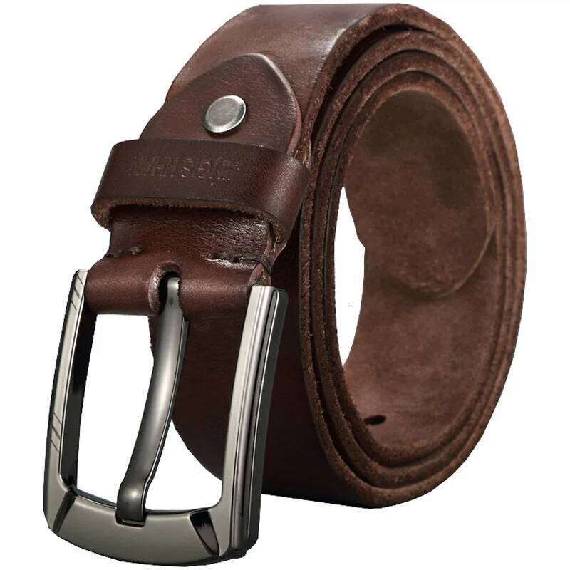 Belt, leather, genuine cowhide, handcrafted men's belt, youth retro needle buckle, top layer jeans belt S260228