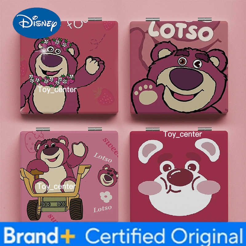 Disney Cartoon Lotso Mirror Portable Small Mirror Kawaii Anime Portable Folding Mirrors Double-Sided Pattern Makeup Girl Gifts H260302