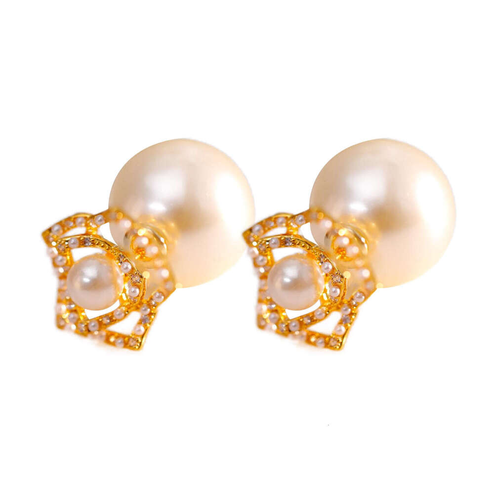 Camellia Double-wear Pearl Zirconia Stud Earrings For Women Fashionable And Elegant High-end Earrings Trendy Ear Accessories