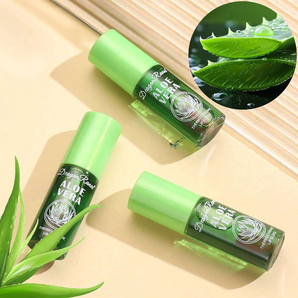Three Aloe Vera Oil Moisturizing, Discoloration, Gloss, Hydrating Coloring, Autumn and Winter Base Care Liquid, Water-Glossy Mirror, Gentle Lip Glaze 