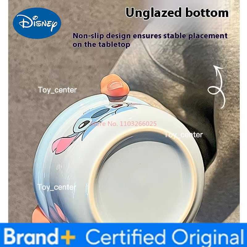Disney New Cute Cartoon Anime Peripheral Stitch Ceramic Household ChildrenS Rice Bowl Cartoon Tableware Spoon Furniture Party Gifts H260302