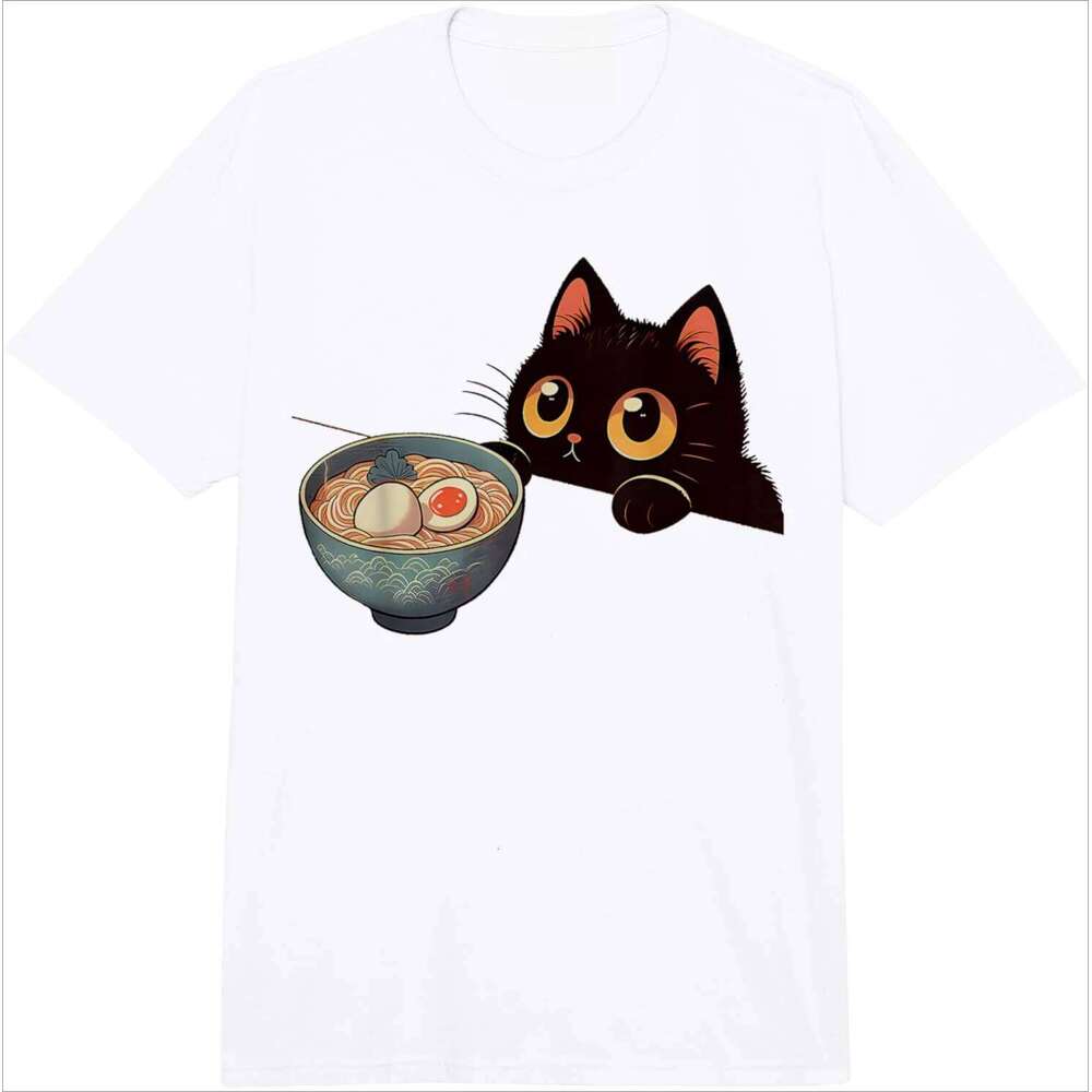 Ramen Funny Graphic Kawaii Cat Anime Gifts Comfort Colors Adult T-Shirt Bold Short-Sleeve Tees Stand Out in Summer H260228