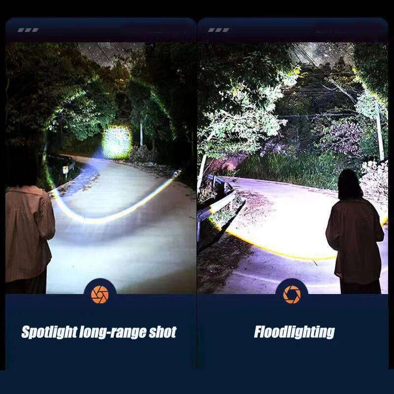 Tactical LED Flashlight 2000LM USB Rechargeable Waterproof Grade Zoom Torch Bright Portable Emergency Light for Camping Outdoor Z260301