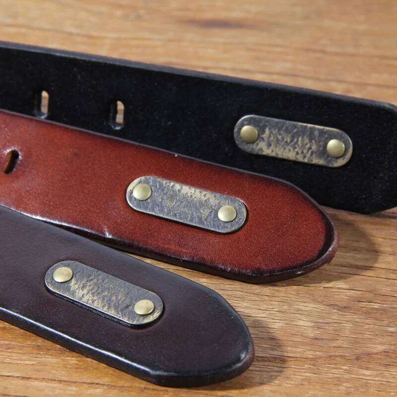 Retro casual extra thick top layer vegetable tanned cowhide pure copper wide pin buckle men's tooling jeans belt S260228