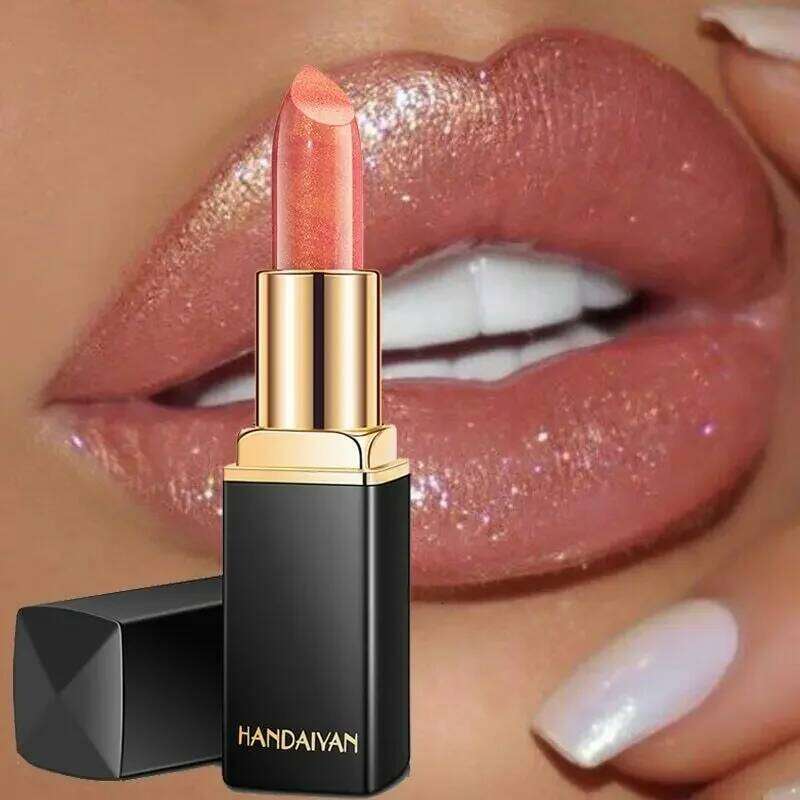 Handaiyan Waterproof Nude Glitter Lipstick Makeup Long Lasting Velvet Red Mermaid Sexy Shimmer Matte Lip Stick Cosmetic Beauty H260302