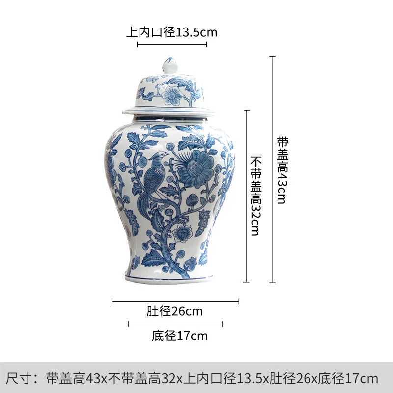 Jingdezhen New Chinese Ceramic Vase Blue-and-White Porcelain Living Room Floral Decor Home GiftT260302