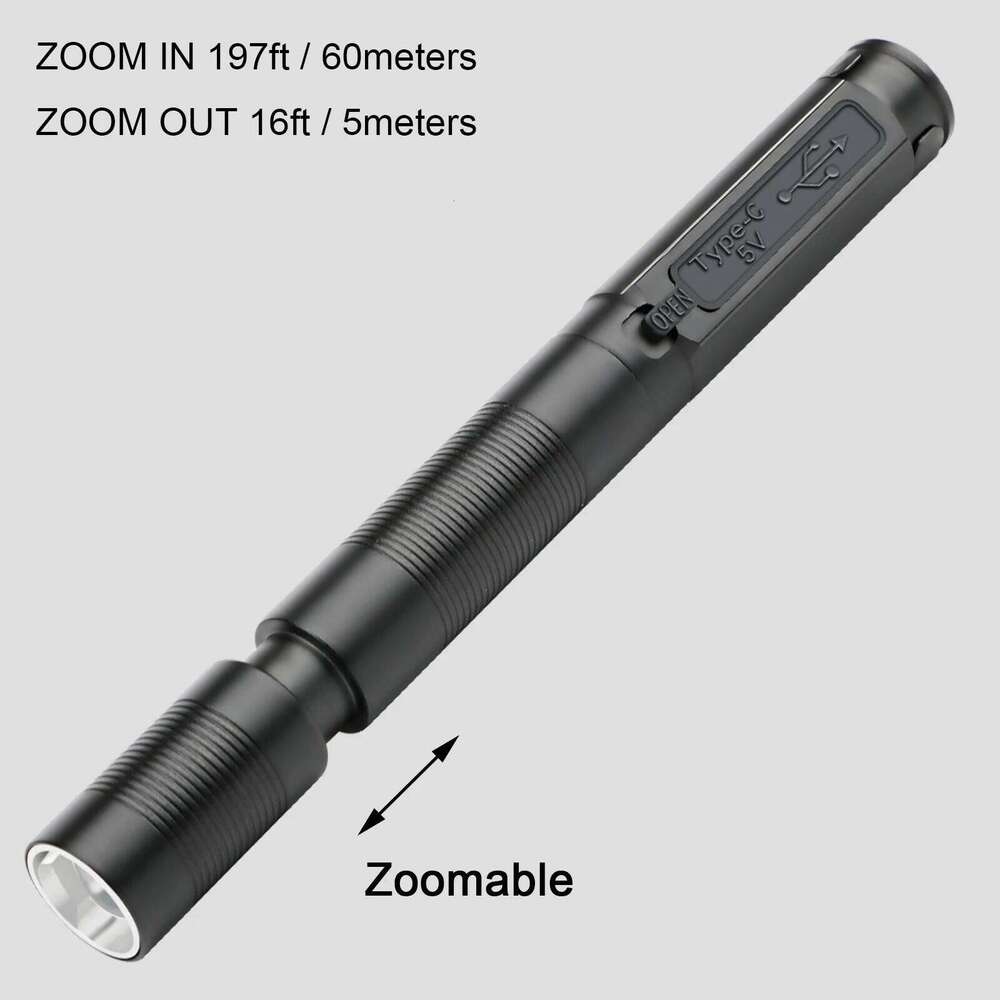 USB Rechargeable Mini Flashlights Clip Pocket Medical Penlight Waterproof Zoomable LED Torch Light Z260301