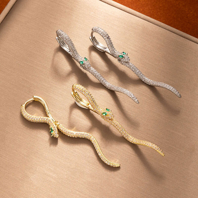 Zircon Snake-shaped Zodiac Year Light Luxury High-end Elegant Stud Earrings