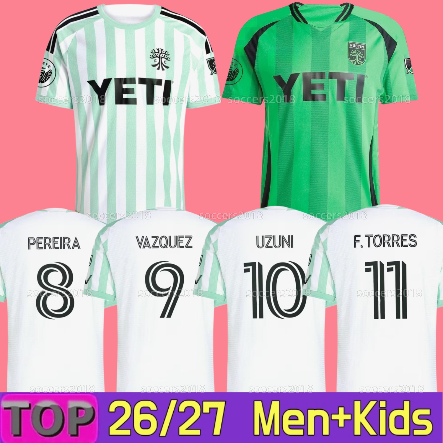25 26 27 Austin FC Soccer Jerseys UZUNI VAZQUEZ F.TORRES PEREIRA PEREIRA WOLFF GALLAGHER DESLER BUKARI 2025 2026 2027 Home Away goalkeeper football shirt men kids kit