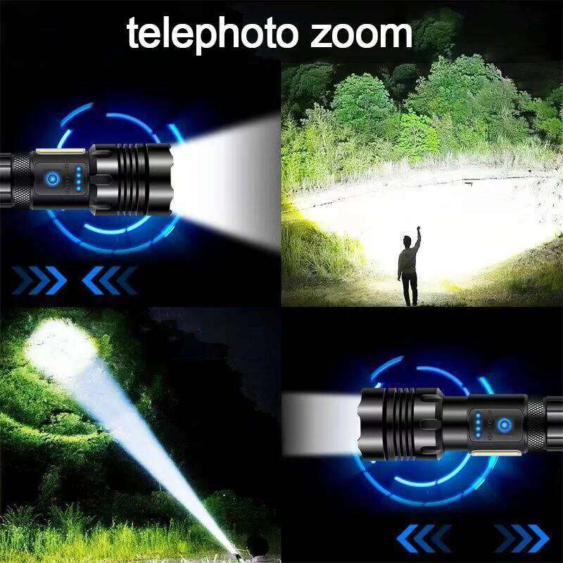 Most Powerful 100W Led Type-c Rechargeable Torch Built-in 5000 Battery Zoom Spotlight Flashlight Super Bright Lantren Z260301