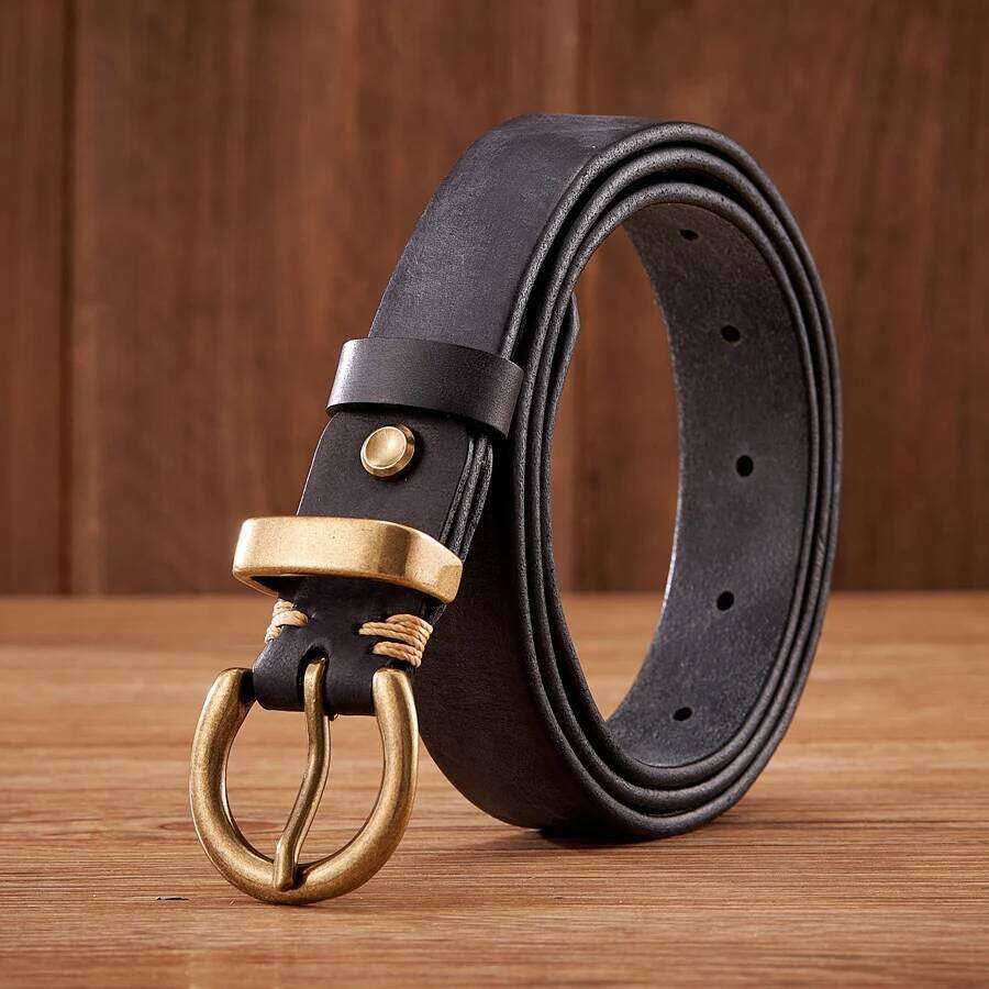 2.8CM Ladies Pure Cowhide High Quality Genuine Leather Belts for Women Brass Buckle Jeans Cowboy Waist Belt Luxury Designer S260228
