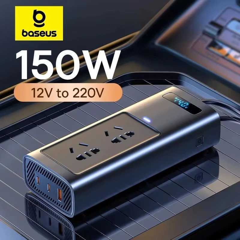 Baseus 150W Car Inverter DC 12V to AC 220V EU Auto Power Inversor USB Type C Fast Charger For Car Power Adapter Portable Light X260302