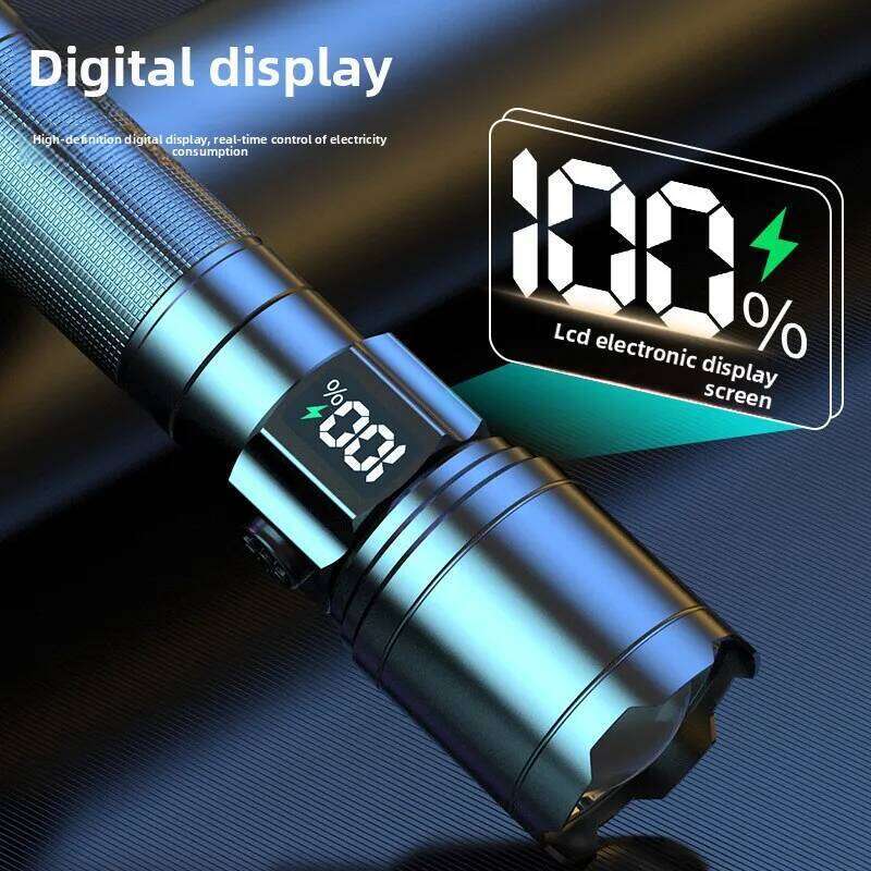 ZHAOZHANGX LCD Digital Display Flashlight Hidden Fast Charging Aluminum Alloy 1800mAh Telescopic zoom Portable Outdoor Lighting Z260301