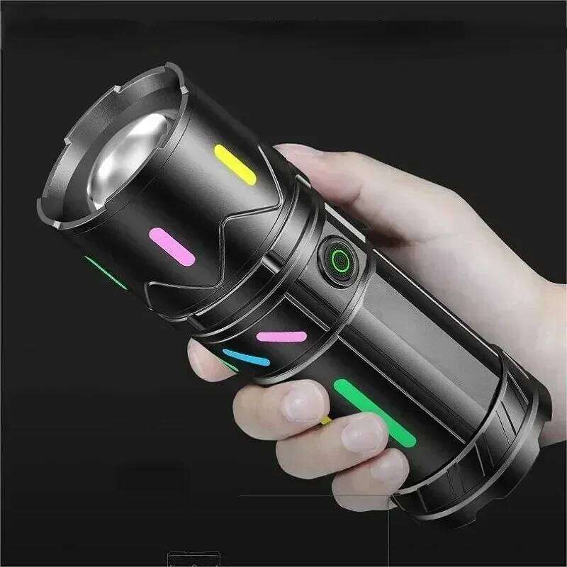 High Power White Laser Flashlight with Luminous Strips 3000 Meter Zoom Long-Rang Waterproof Outdoor Camping Handlamp Z260301
