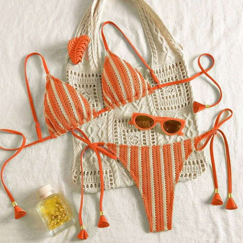 New Ribbed Swimsuit Female Swimwear Women Two-pieces Bikini Set Bather Bathing Swim Suit Beachwear Z260301