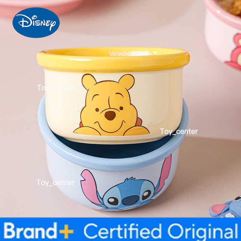 Disney Lotso Stitch Pooh Bear Salad Bowl Light Dinner Plate Household Ceramic Plate Cute Styling Rice Bowl Anti-wear Tableware H260302