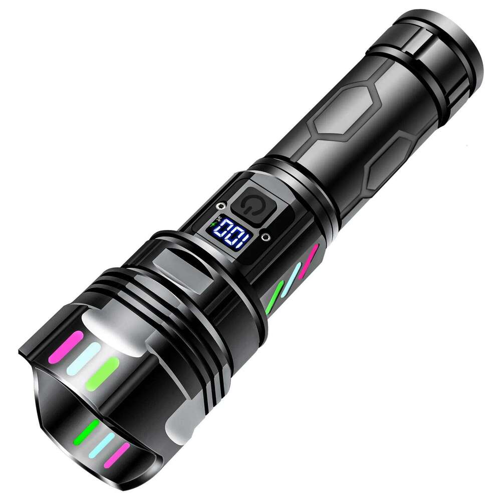 NEW 9000LM Rechargeable LED Flashlights White Laser Lamp Beads 3000m Super Bright Flashlight Powerful Lantern Camping Torch Z260301