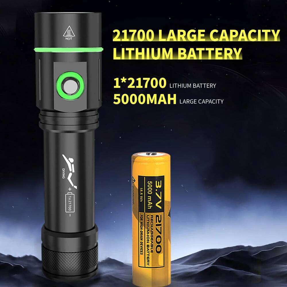 20000LM 5000mah Upgrade Scuba Diving Flashlight Powerful 80M Underwater Lantern Rechargeable Dive Torch IPX8 Waterproof LED Lamp Z260301