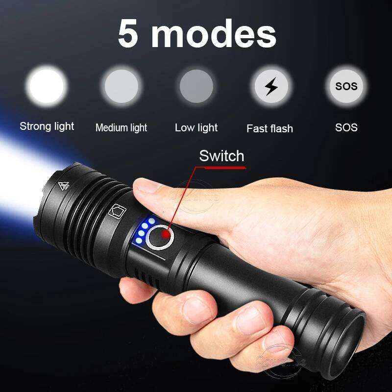 XHP390 Super Powerful LED USB Rechargeable Torch Light Tactical High Power Flashlight Waterproof Hand Lantern Camping Z260301