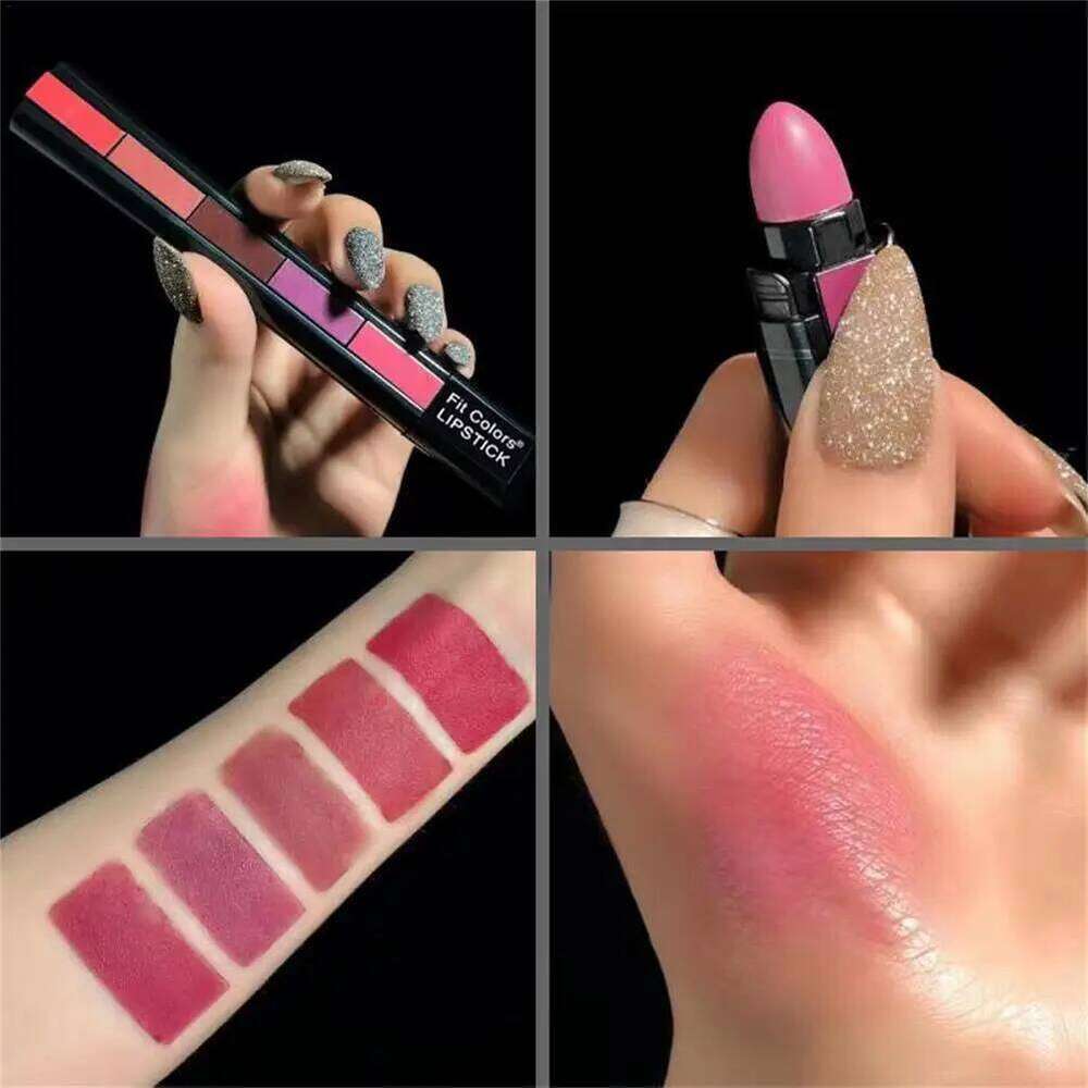 5 In 1 Strip Matte Velvet High Color Rendering Pen Long Lasting Waterproof Cosmetics Makeup Lipstick Set Gifts H260302