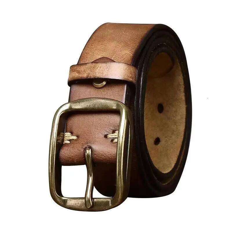 3.8CM Thick Cowhide Copper Buckle Top Grain Genuine Leather Casual Jeans Belt Men High Quality Retro Luxury Male Strap Cintos S260228