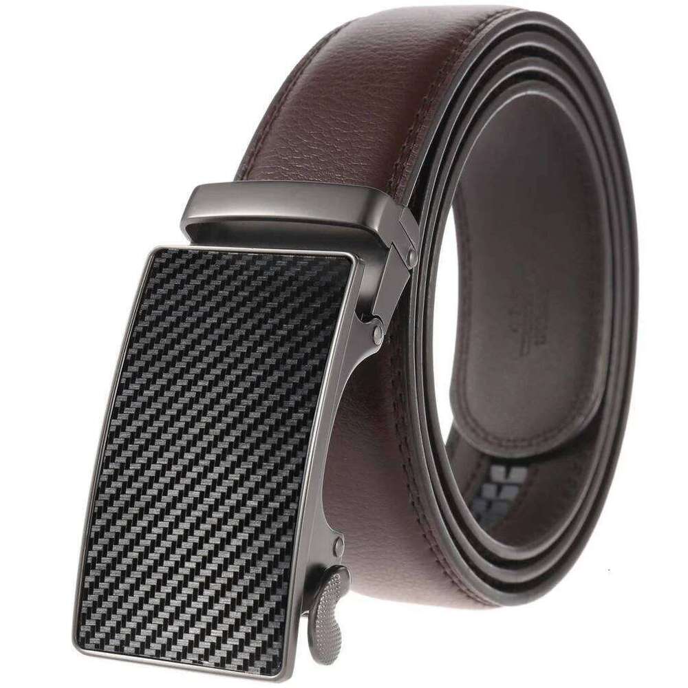 Automatic Leather Belts for Men Belt Carbon Fiber Grain Buckle 80-170cm S260228