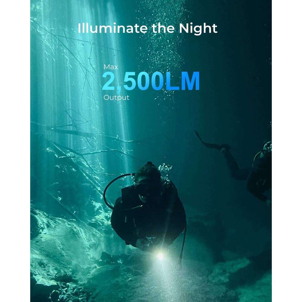 APLOS AP02 Scuba Diving Flashlight, 2500 Lumen Light 4 Modes Power Indicator, Waterproof Underwater Dive Torch with Re Z260301