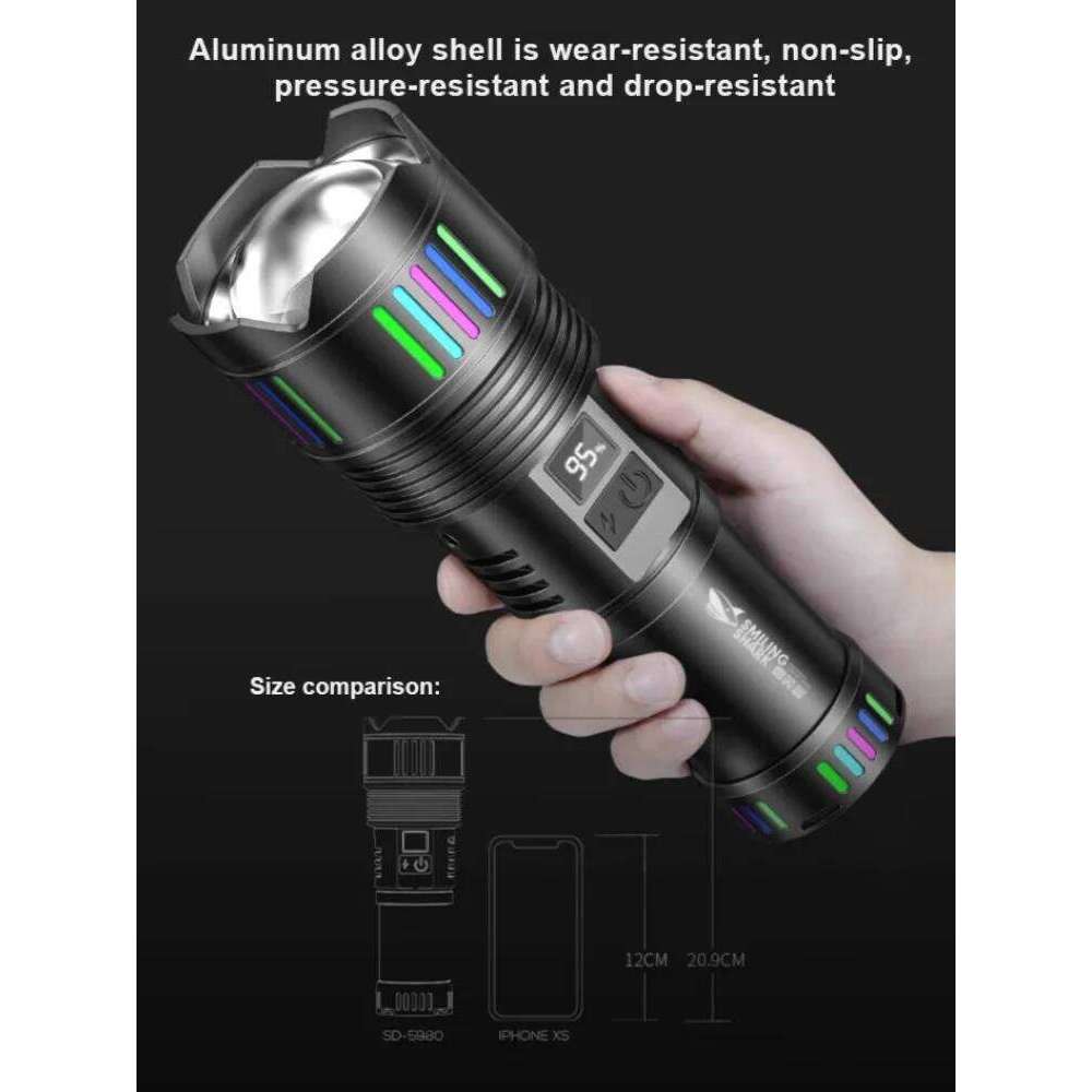 Outdoor waterproof strong white laser high power zoom rechargeable flashlight Z260301