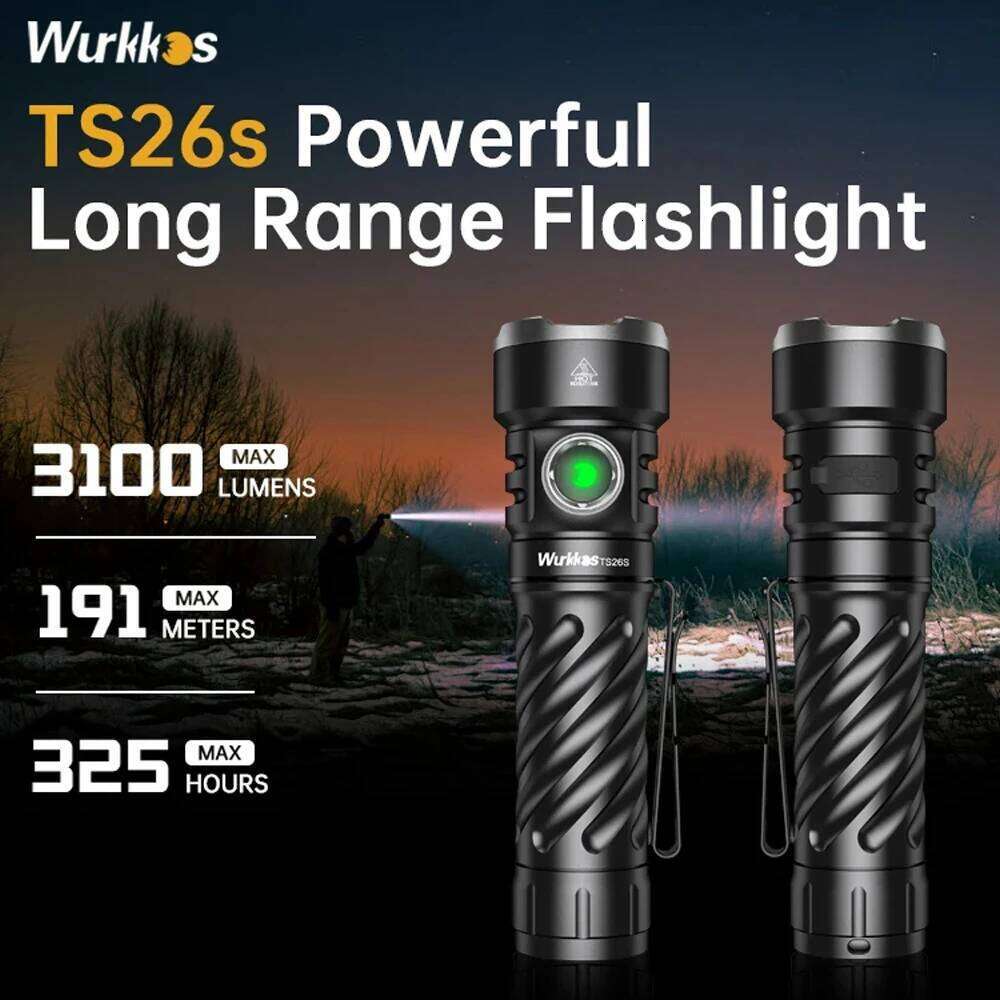 Wurkkos TS26S EDC Flashlight 3100LM Rechargeable Powerful Torch 21700 LED Work Lamp Portable Light with Magnetic Tail Cap Z260301