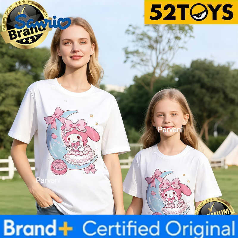 Sanrio 2026 Autumn-Winter Trending My Melody Moon Fairy Print 100 Cotton Parent-Child T-Shirts High Quality Loose Casual Breathable H260302