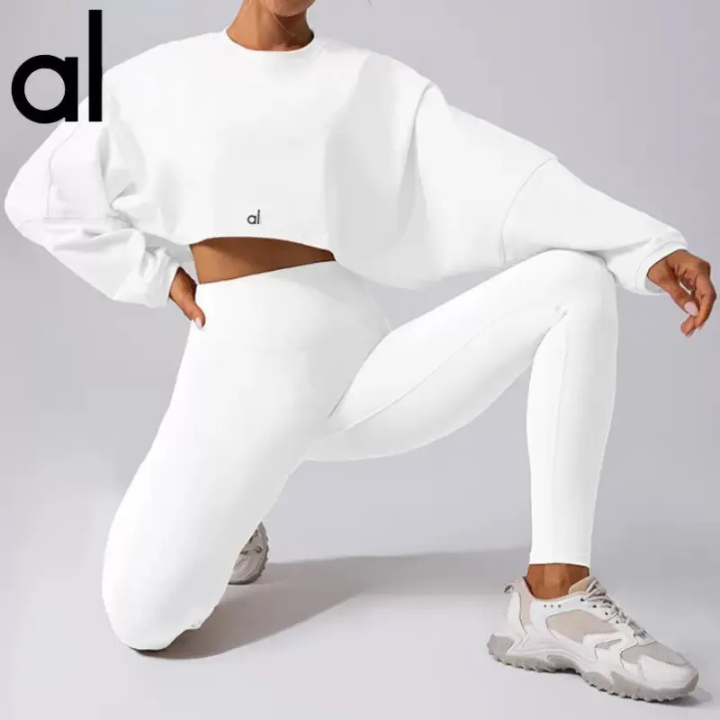 Yoga Women alosetisnessitys Long Sleeves Outfit Solid Color Backless Gym Tight Top Shaping Summer Running Pilates set women clothes