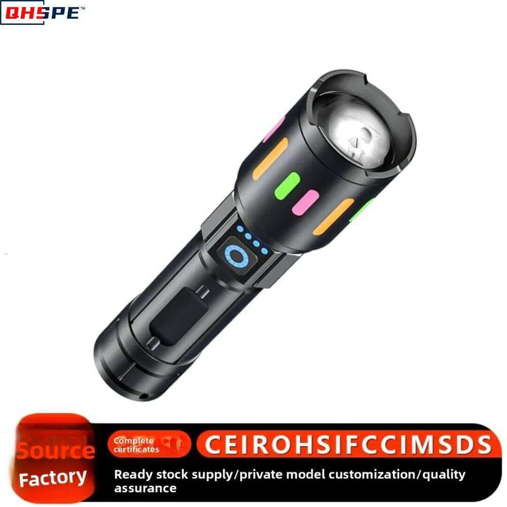 Cross-border outdoor multi-functional strong flashlight telescopic zoom TYPE-C charging long battery life portable waterproof Z260301
