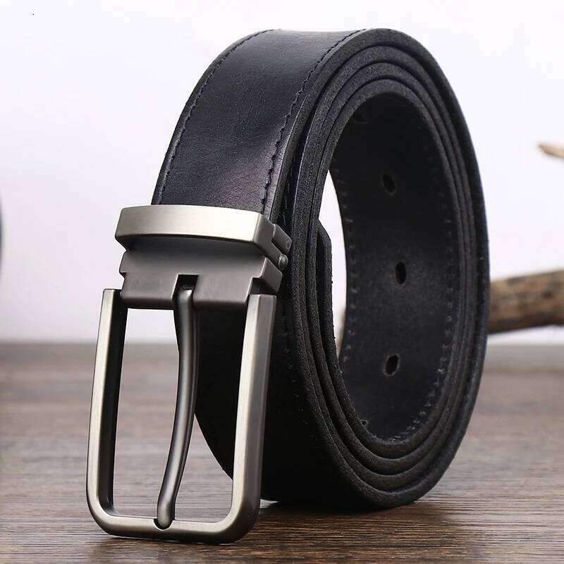 3.3cm Wide Cowhide For men Belt Personality Retro Pin buckle Jeans Youth Men's Belts Gift Genuine Leather Man S260228