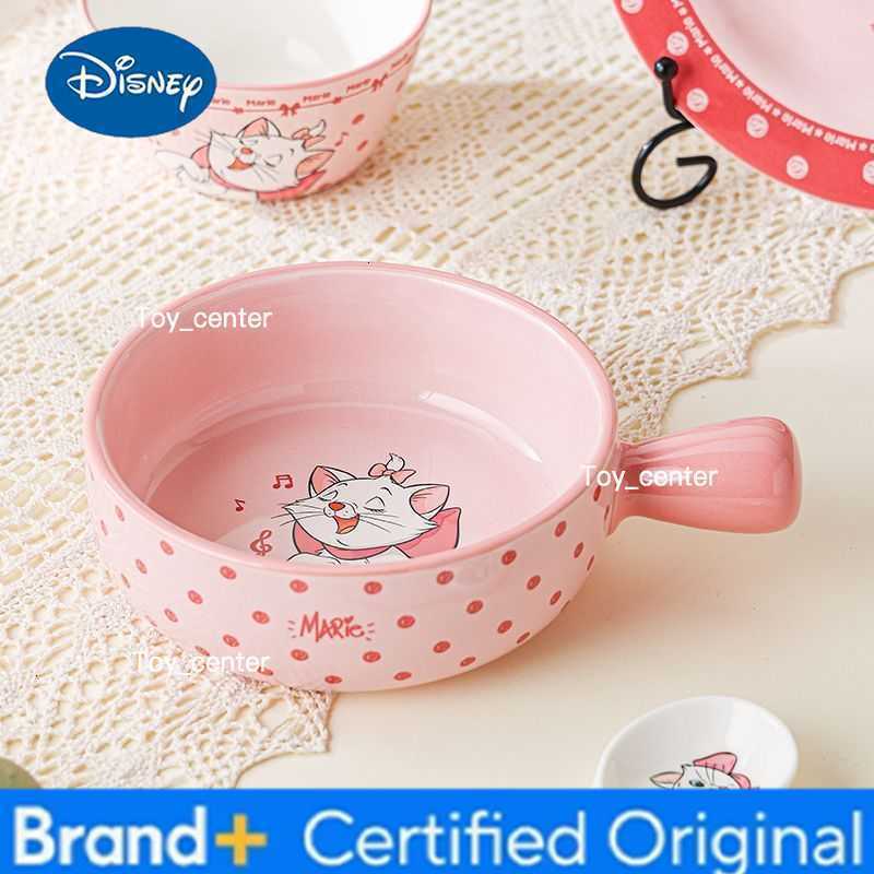 Disney cute cartoon marie cat ceramic rice bowl water cup plate household tableware set pink girl one-person food set soup bowl H260302