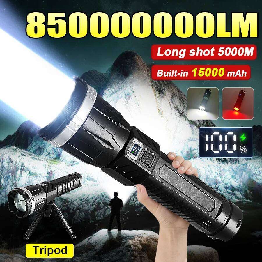 850000000LM Most Powerful LED Flashlights Ultra Bright Long Range 5000M Torch Zoomable Portable Lamp With Bracket Light Z260301
