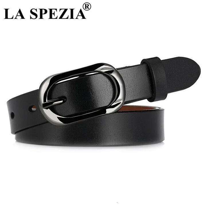 LA SPEZIA Genuine Women Burgundy Pin Buckle Female Vintage Brand Real Leather Ladies Classic Belt For Jeans S260228