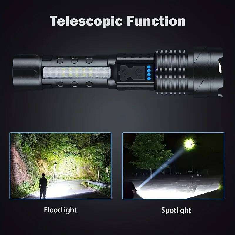 Rechargeable LED Flashlights Zoomable Torch with 18650 Battery 7Modes Waterproof High Power Hand LightFor Outdoor Camping Hiking Z260301