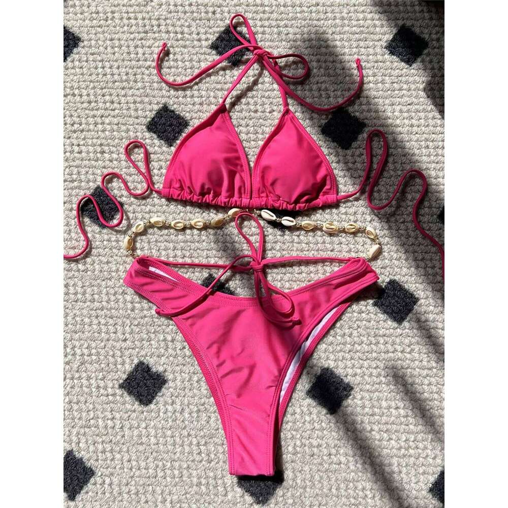 5 Colors Sexy Halter Shell Brazilian Female Swimsuit Women Swimwear Two-pieces Bikini set Bather Bathing Suit Swim K5469 Z260301