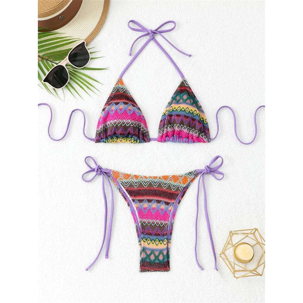 Boho Jacquard Bikinis Sets Embroidery Y2K Swimsuit Push Up Bikini Thong Vacation Swimwears Women Retro Beach Outfit Bathing Suit Z260301