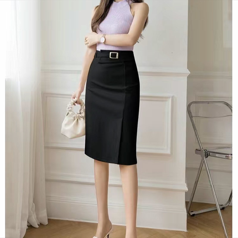 Seoulish Spring Summer Buttons Women's Wrap Midi 2025 New High Waist Workwear Front Split Sheath Pencil Skirts Female dongdumaoyi