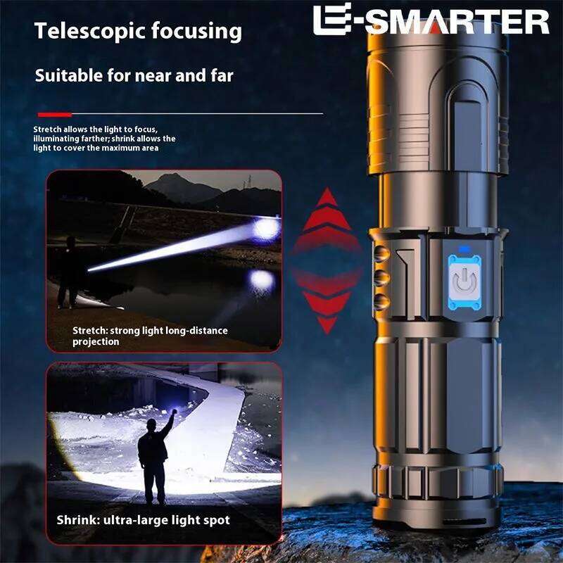 Super Bright Flashlights Telescopic Zoom Tactical Laser Torch Outdoor Rechargeable Camping Hiking Lantern Emergency Power Bank Z260301