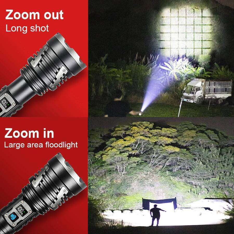 10000000LM Powerful LED Flashlight Super Bright USB Rechargeable Waterproof Tactical Torch Outdoor Camping Fishing Zoom Lanterns Z260301