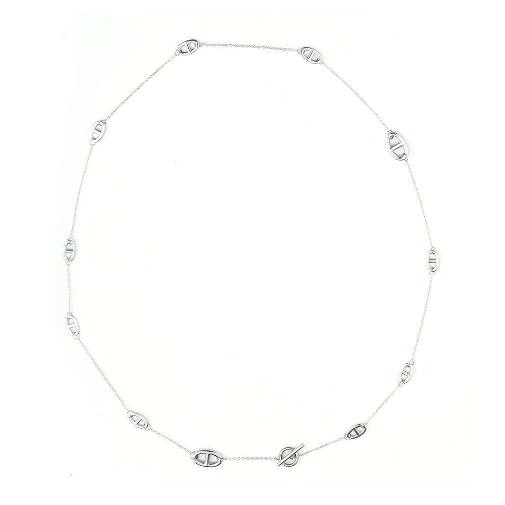 Double Layer Stacked Necklace OT Metal Texture Ins Trend Multiple Wearing Methods Pig Nose Buckle Extra Long Sweater Chain