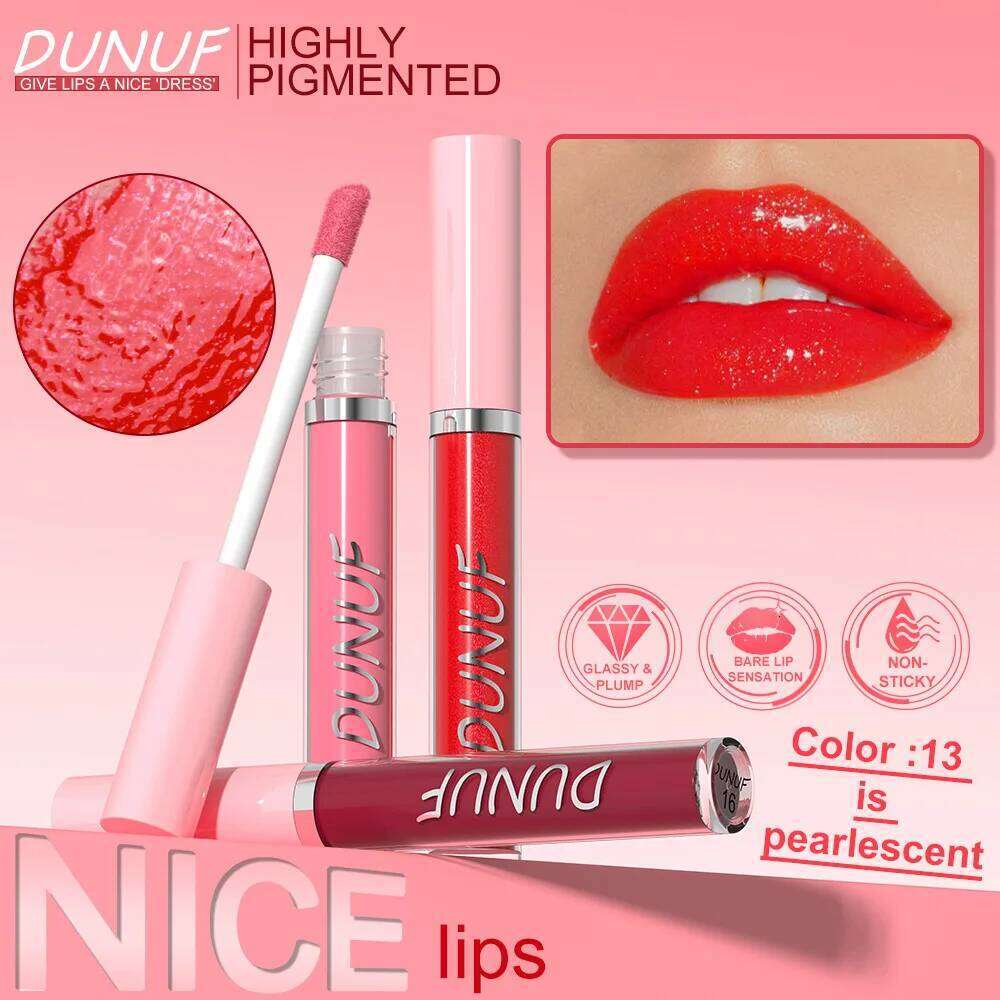DUNUF High Quality Mirror Herorange Lipstick Gloss Make-up Lightly Glass Moisturizing Plump Lip stick Lipgloss Gifts H260302