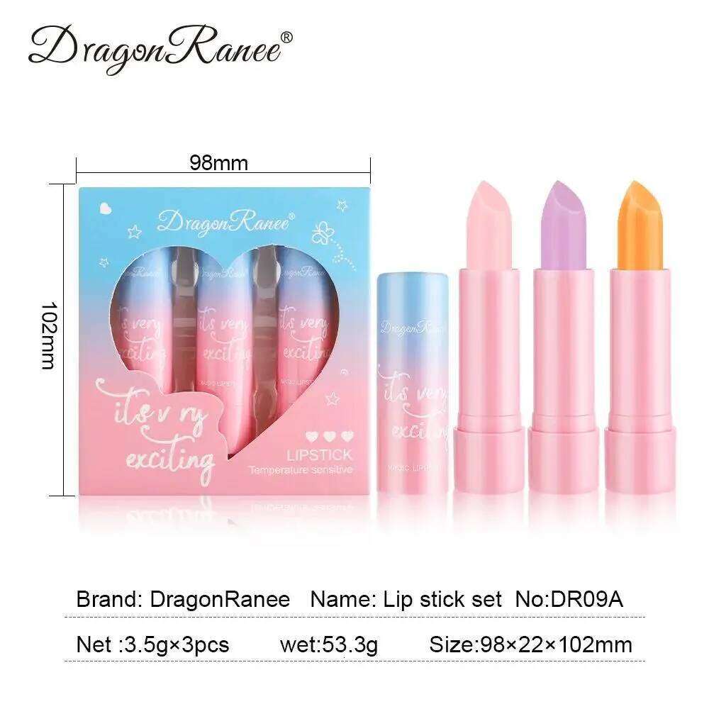 Women Lipstick Set 3pcs Moisturizing Long Lasting Non Transfer Warm Tone Balm Nourishing Lip Color Collection H260302