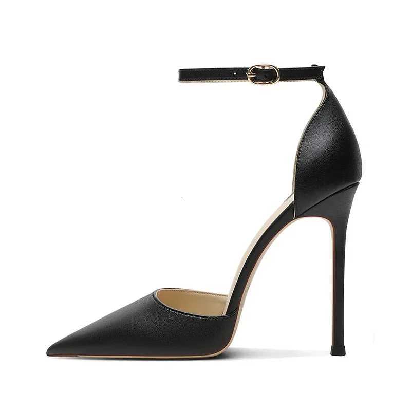 One line strap nude high heels summer new versatile French womens pointed thin heel toe sandals K260302